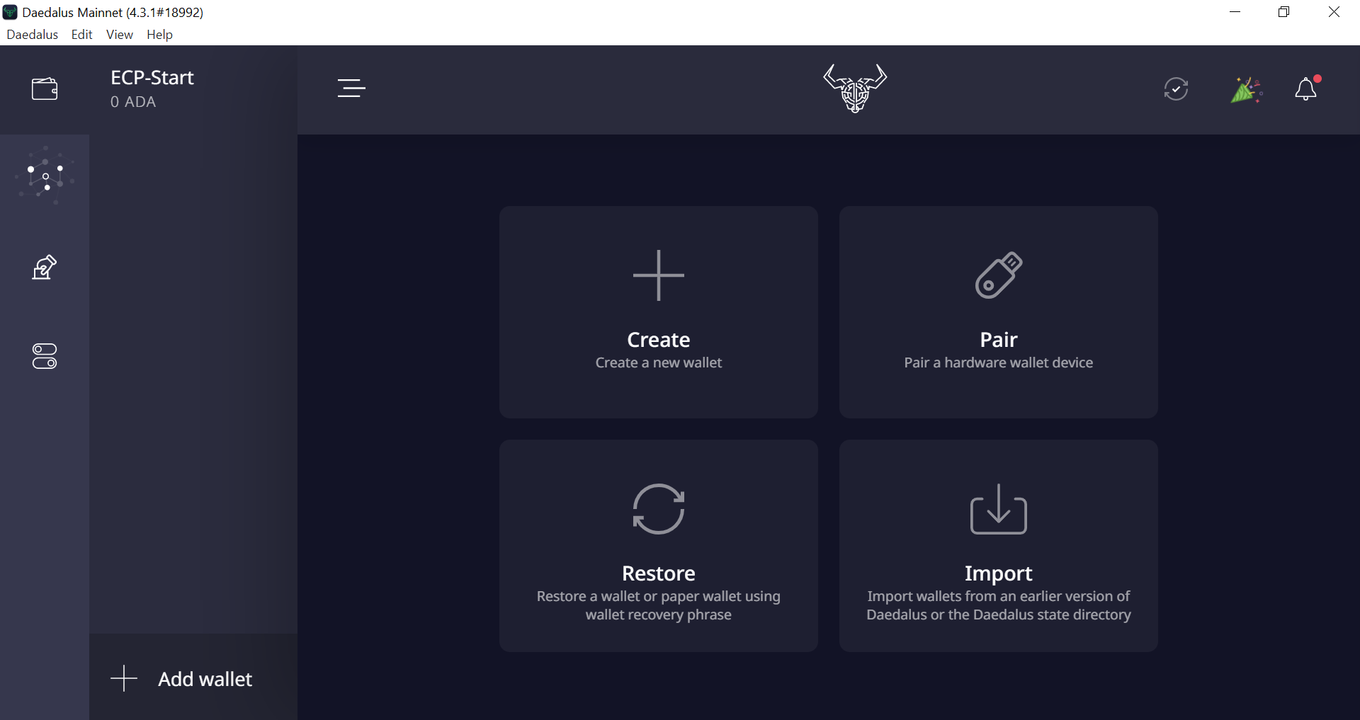 Delegate ADA to ECP Pool using Daedalus