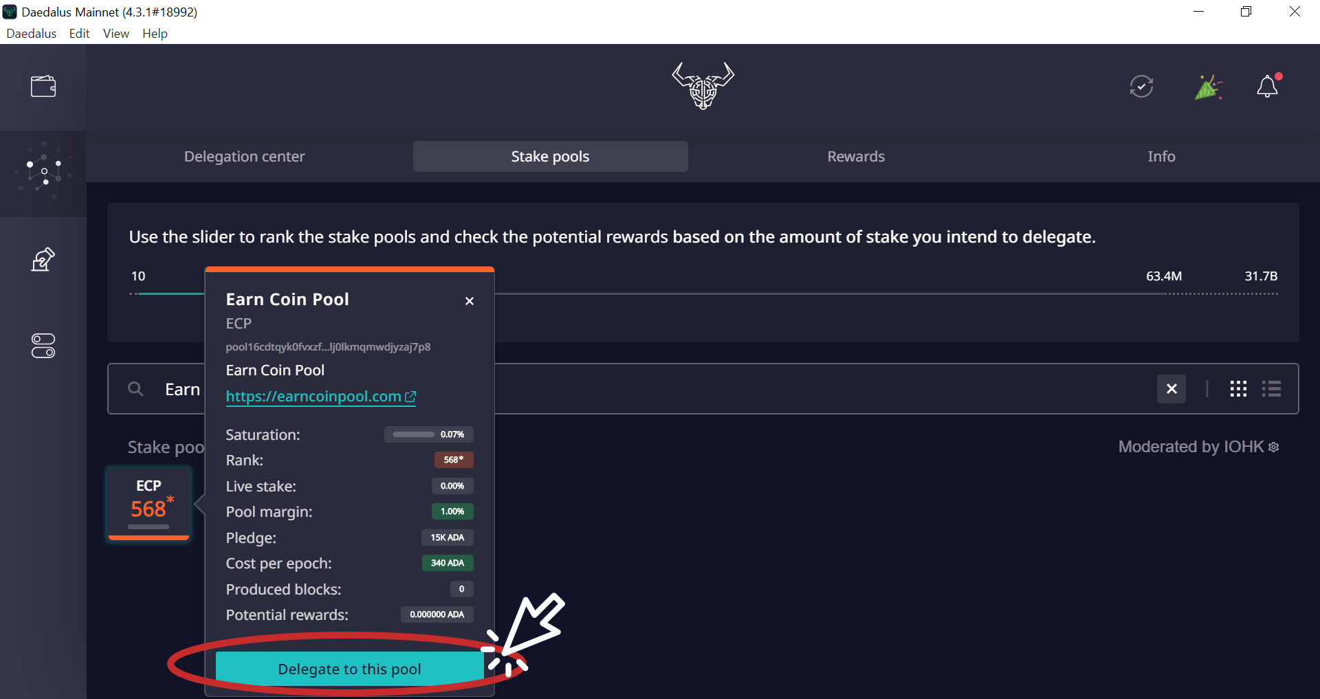 Delegate ADA to ECP Pool using Yoroi