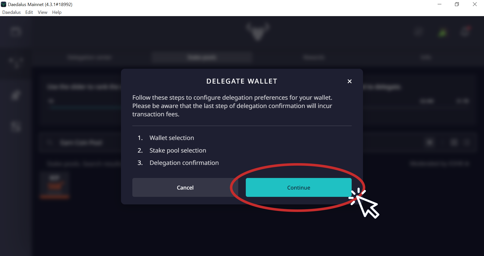 Delegate Cardano to ECP Pool using Daedalus