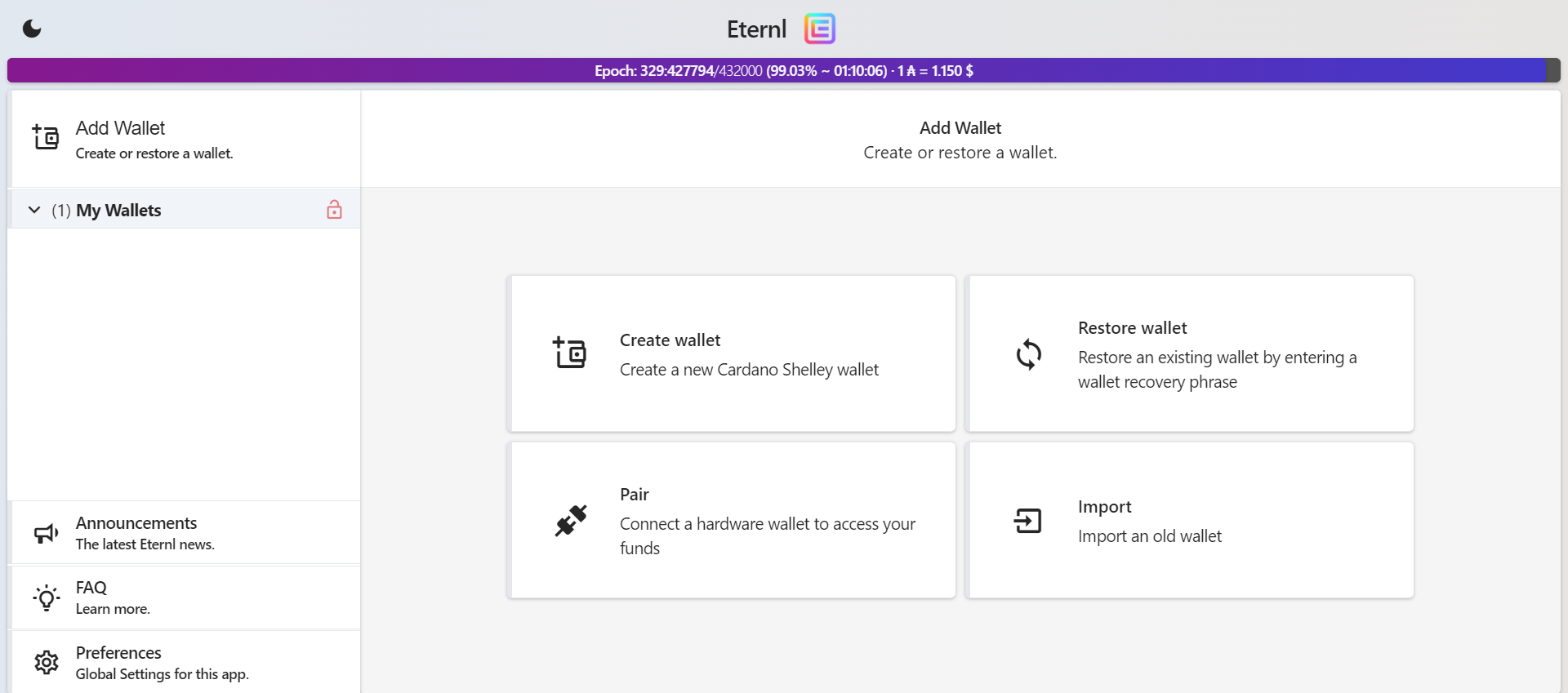 Delegate ADA to ECP Pool using Eternl wallet