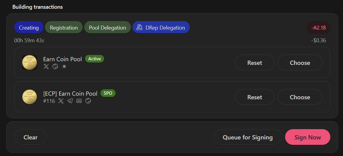 Delegate Cardano to ECP Pool using Eternl wallet