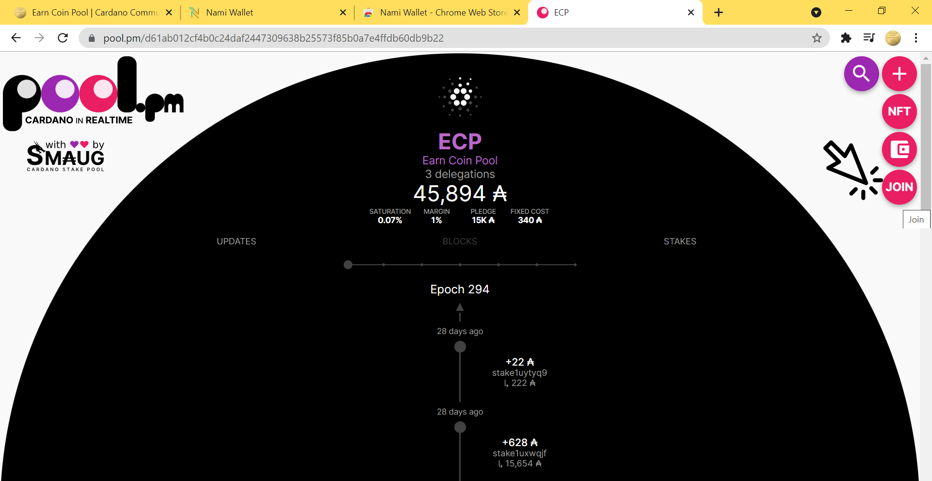 Delegate Cardano to ECP Pool using Nami