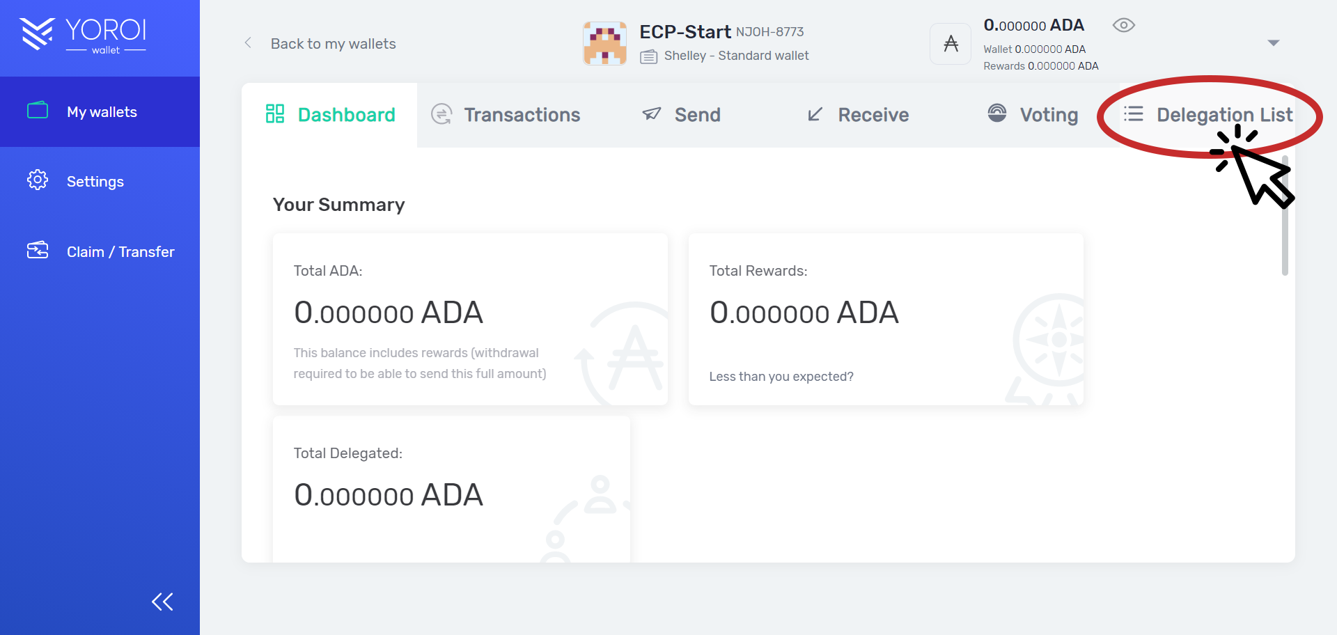 Delegate Cardano to ECP Pool using Yoroi